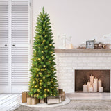 Hometown Holidays 357-6378TSL70LW5 Cedar Spruce Slim Tree, 7 ft H