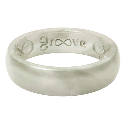 Groove Life Womens Thin Solid Pearl Round White Ring Silicone Water Resistant Size 6