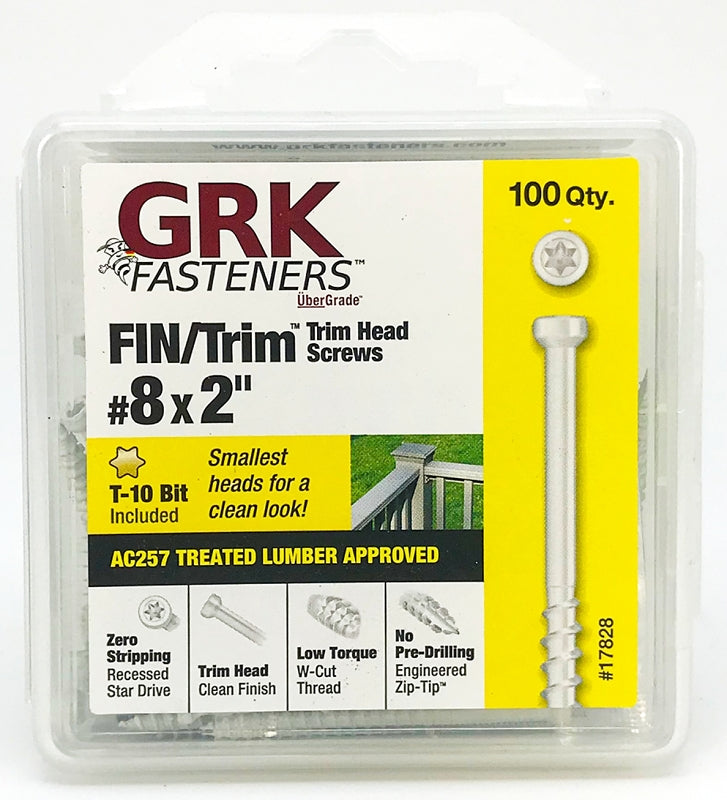 GRK Fasteners FIN/Trim 17828 Screw, #8 Thread, 2 in L, Trim Head, Star Drive, Steel, 100 PK