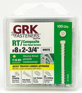 GRK Fasteners RT Series 17632 Screw, #8 Thread, 2-3/4 in L, Reverse Thread, Trim Head, Star Drive, Steel, 100 PK