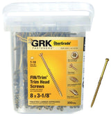 GRK Fasteners 115734 Finishing Screw, #8 Thread, 3-1/8 in L, Trim Head, Star Drive, Steel, 300 PK