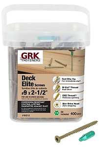 GRK Fasteners 19212 Deck Screw, #9 Thread, 2-1/2 in L, Steel, E-Coat, Bugle Head, Star Drive