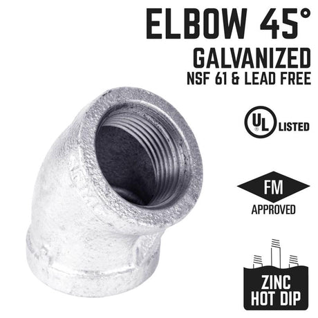 STZ Industries 2 in. FIP each X 2 in. D FIP Galvanized Malleable Iron 45 Degree Elbow