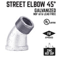 STZ Industries 1-1/2 in. FIP each X 1-1/2 in. D MIP Galvanized Malleable Iron 45 degree Street Elbow
