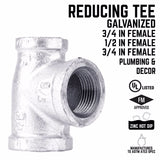 STZ Industries 3/4 in. FIP each X 1/2 in. D FIP FIP Galvanized Malleable Iron Reducing Tee