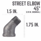 STZ Industries 3/8 in. MIP each X 3/8 in. D FIP Black Malleable Iron 45 degree Street Elbow