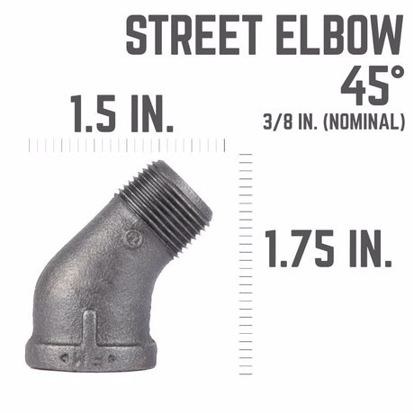 STZ Industries 3/8 in. MIP each X 3/8 in. D FIP Black Malleable Iron 45 degree Street Elbow