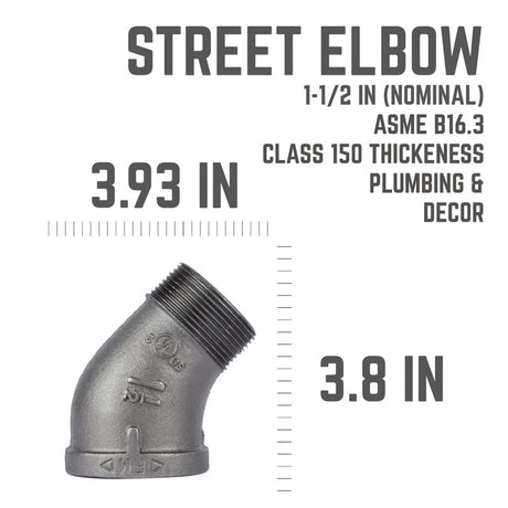 STZ Industries 1-1/2 in. MIP each X 1-1/2 in. D FIP Black Malleable Iron 45 degree Street Elbow