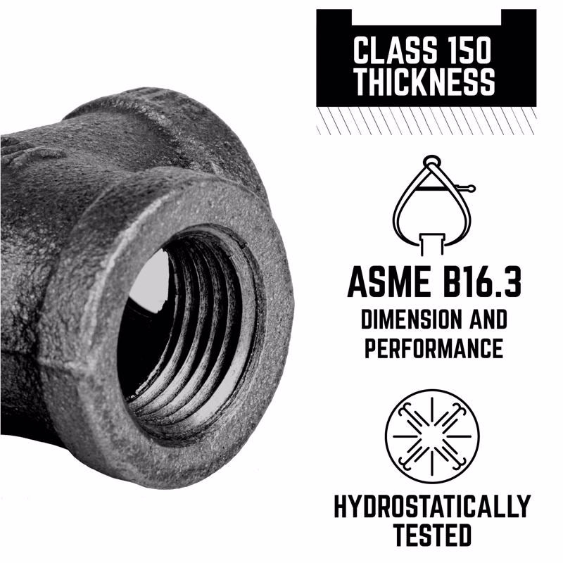 STZ Industries 3/8 in. FIP each X 3/8 in. D FIP 3/8 in. D FIP Black Malleable Iron Tee