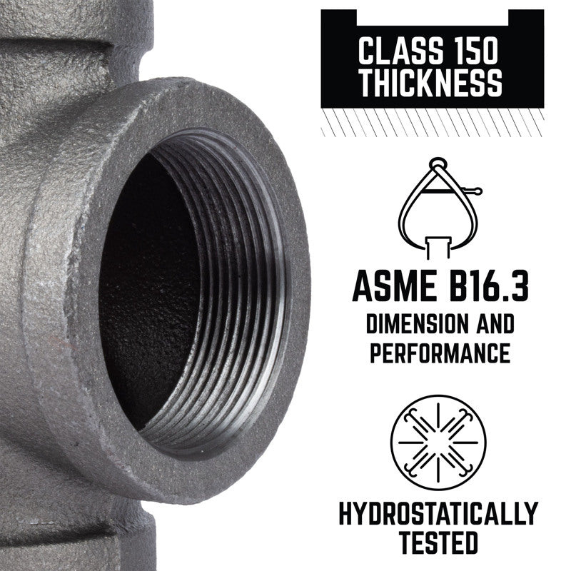 STZ Industries 2 in. FIP each X 2 in. D FIP 2 in. D FIP Black Malleable Iron Tee