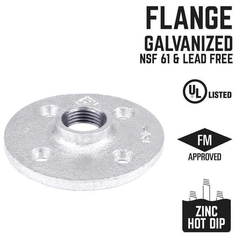STZ Industries 1/2 in. FIP each Galvanized Malleable Iron Floor Flange, Pack of 5