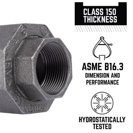 STZ Industries 1-1/4 in. FIP each X 1-1/4 in. D FIP Black Malleable Iron Union