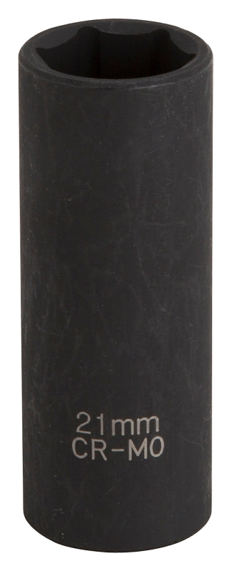 Vulcan MT6580219 Deep Impact Socket, 21 mm Socket, 1/2 in Drive, Deep Drive, 6-Point, Chrome Molybdenum Steel