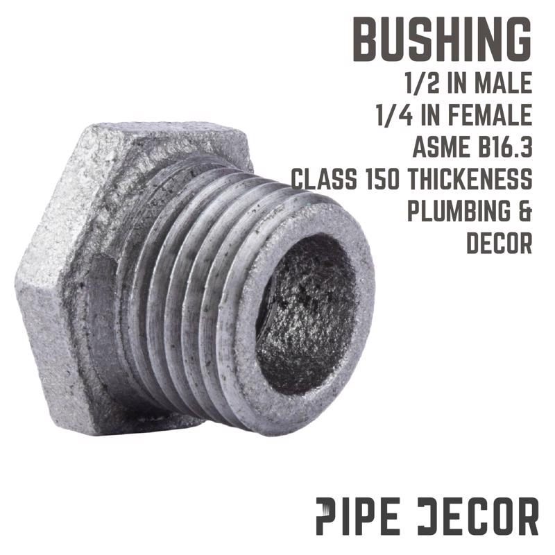 STZ Industries 1/2 in. MIP each X 3/8 in. D FIP Black Malleable Iron Hex Bushing, Pack of 5