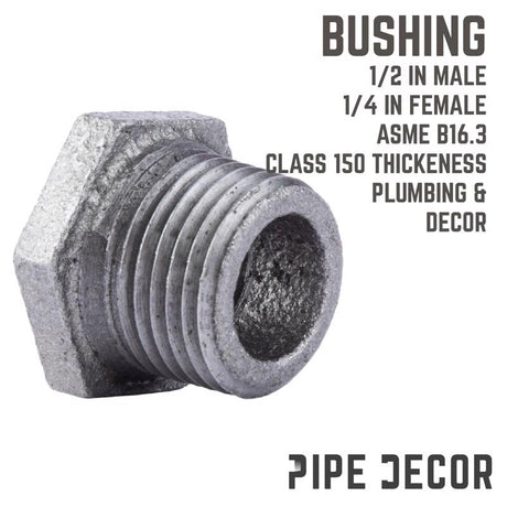 STZ Industries 1/2 in. MIP each X 3/8 in. D FIP Black Malleable Iron Hex Bushing, Pack of 5