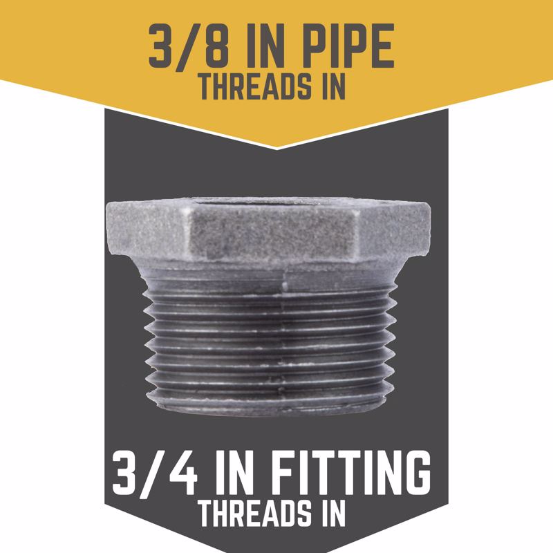 STZ Industries 3/4 in. MIP each X 3/8 in. D FIP Black Malleable Iron Hex Bushing