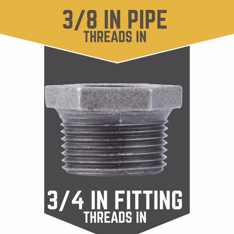 STZ Industries 3/4 in. MIP each X 3/8 in. D FIP Black Malleable Iron Hex Bushing