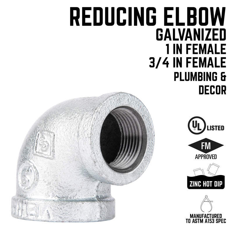 STZ Industries 1 in. FIP each X 3/4 in. D FIP Galvanized Malleable Iron 90 degree Reducing Elbow