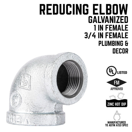STZ Industries 1 in. FIP each X 3/4 in. D FIP Galvanized Malleable Iron 90 degree Reducing Elbow