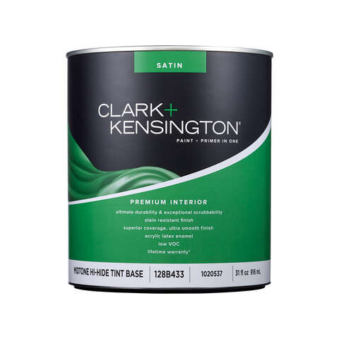 Clark+Kensington Satin Tint Base Mid-Tone Base Premium Paint Interior 1 qt, Pack of 4