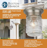 Boston Harbor HV-66919-BN Porch Light, 120 V, 60 W, A19 or CFL Lamp, Steel Fixture, Brushed Nickel