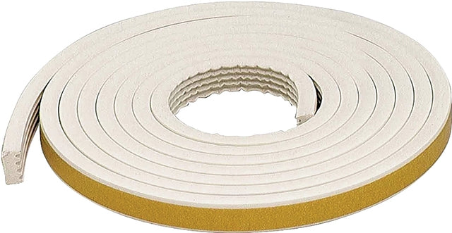 M-D 63669 Weatherstrip Tape, 19/32 in W, 10 ft L, EPDM Rubber, White