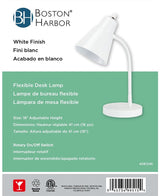 Boston Harbor TL-TB-170-WH-3L Flexible Desk Lamp, 120 V, 60 W, 1-Lamp, CFL Lamp, White Fixture, White