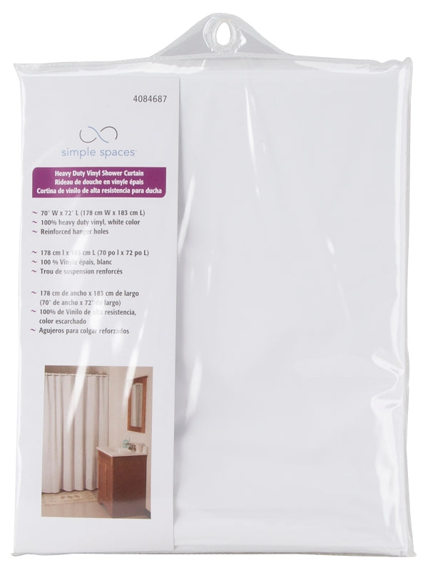 Simple Spaces SD-MCP01-W3L Shower Curtain, Vinyl, White, White
