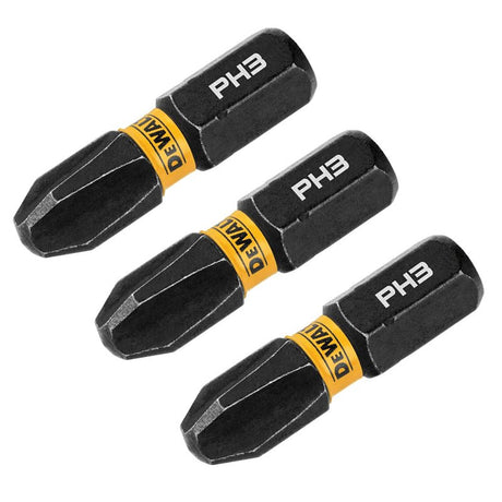 DEWALT FlexTorq DWAF1PH3IR3 Impact Screwdriver Bit, #3 Drive, Phillips Drive, 1/4 in Shank, Hex Shank, 1 in L, Steel