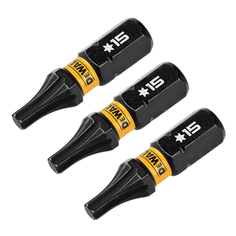 DEWALT FlexTorq DWAF1TX15IR3 Screwdriver Bit, T15 Drive, Torx Drive, 1/4 in Shank, Hex Shank, 1 in L, Steel