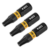 DEWALT FlexTorq DWAF1TX20IR3 Screwdriver Bit, T20 Drive, Torx Drive, 1/4 in Shank, Hex Shank, 1 in L, Steel