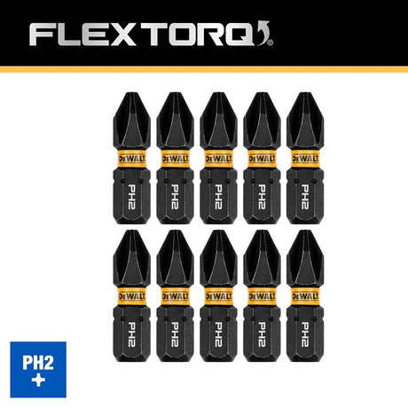 DEWALT DWAF1PH2IR10 Impact Driver Bit, #2 Drive, Phillips Drive, 1/4 in Shank, Hex Shank, 1 in L, Steel