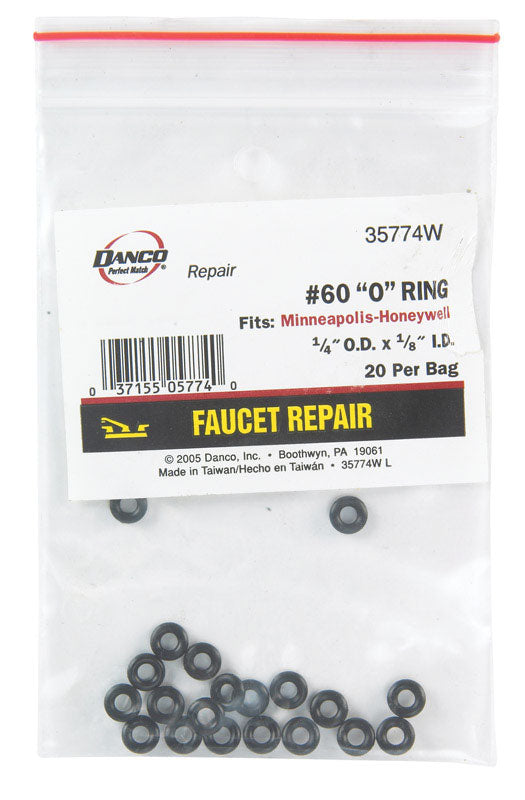 Danco 1/4 in. D X 1/8 in. D Rubber O-Ring 20 pk