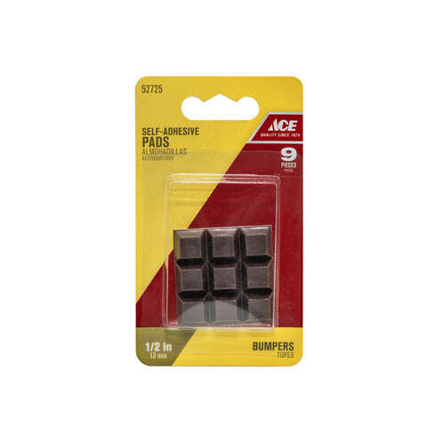 Ace Vinyl Self Adhesive Bumper Pad Brown Square 1/2 in. W X 1/2 in. L 9 pk