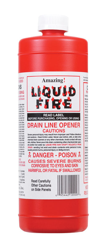 Amazing Liquid Fire Liquid Drain Opener 32 oz, Pack of 12