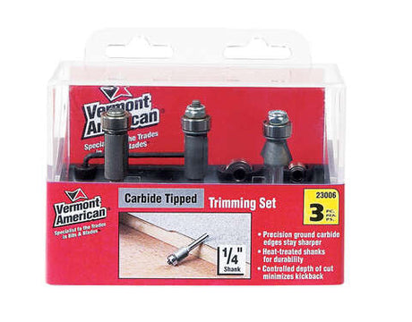 Vermont American 1/4 in. D X Multi Size in. X 4 in. L laminate trim Router Bit Set 3 pc