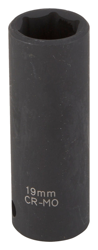 Vulcan MT6580217 Deep Impact Socket, 19 mm Socket, 1/2 in Drive, Deep Drive, 6-Point, Chrome Molybdenum Steel