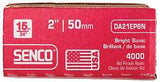 Senco DA21EPBN Series Finish Nail, Glue Collation, 2 in L, 15 ga, Steel, Bright Basic, Brad Head, Smooth Shank