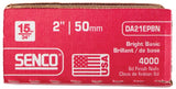 Senco DA21EPBN Series Finish Nail, Glue Collation, 2 in L, 15 ga, Steel, Bright Basic, Brad Head, Smooth Shank