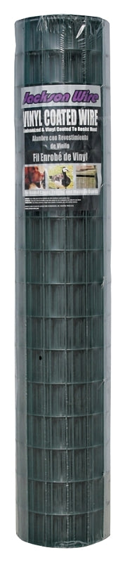 Jackson Wire 10 14 26 30 Welded Garden Fence, 50 ft L, 48 in H, 2 x 3 in Mesh, 16, Green, Galvanized