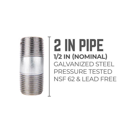 STZ Industries 1/2 in. MIP each X 1/2 in. D MIP Galvanized Steel 2 in. L Nipple, Pack of 5