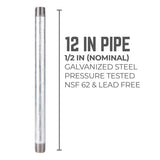 STZ Industries 1/2 in. MIP each X 1/2 in. D MIP Galvanized Steel 12 in. L Nipple