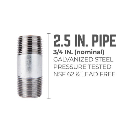 STZ Industries 3/4 in. MIP each X 3/4 in. D MIP Galvanized Steel 2-1/2 in. L Nipple, Pack of 5