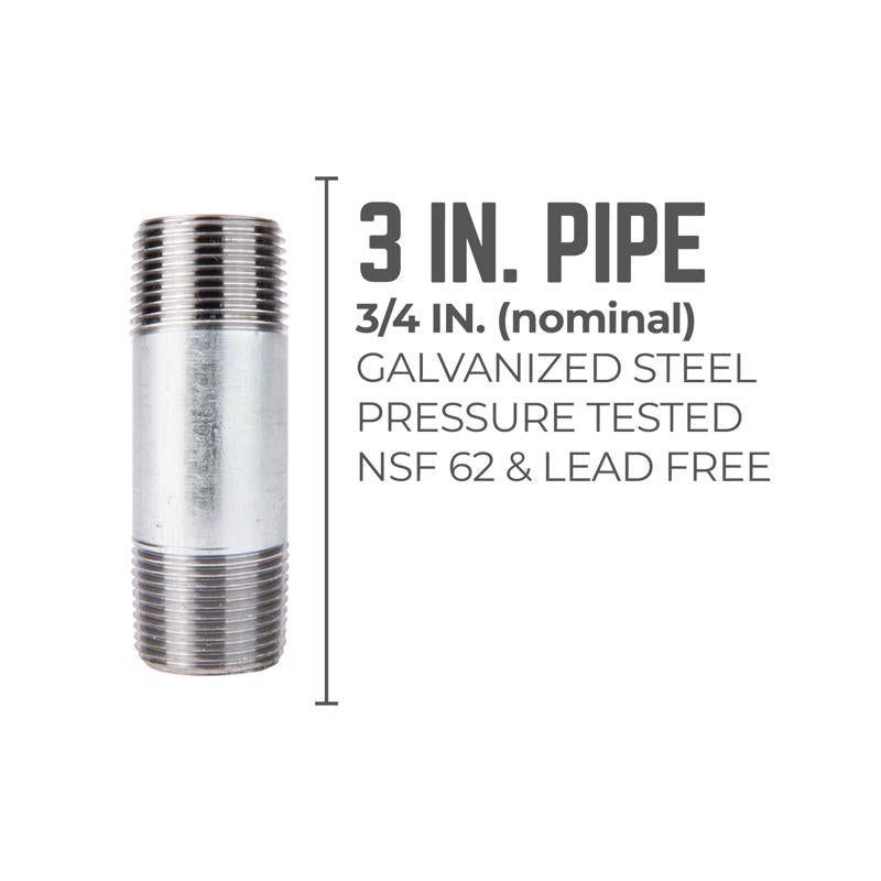 STZ Industries 3/4 in. MIP each X 3/4 in. D MIP Galvanized Steel 3 in. L Nipple, Pack of 5