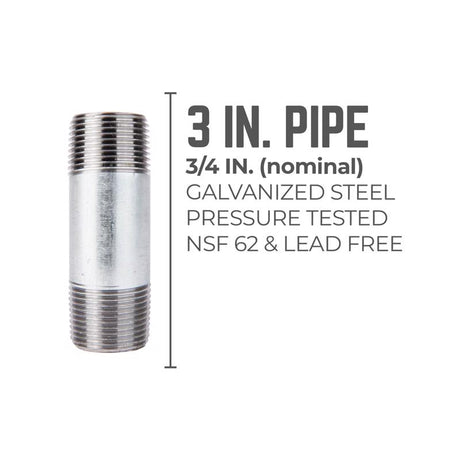 STZ Industries 3/4 in. MIP each X 3/4 in. D MIP Galvanized Steel 3 in. L Nipple, Pack of 5