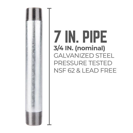 STZ Industries 3/4 in. MIP each X 3/4 in. D MIP Galvanized Steel 7 in. L Nipple