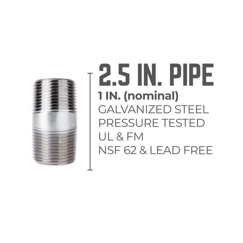 STZ Industries 1 in. MIP each X 1 in. D MIP Galvanized Steel 2-1/2 in. L Nipple, Pack of 5