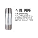 STZ Industries 1 in. MIP each X 1 in. D MIP Galvanized Steel 4 in. L Nipple, Pack of 5