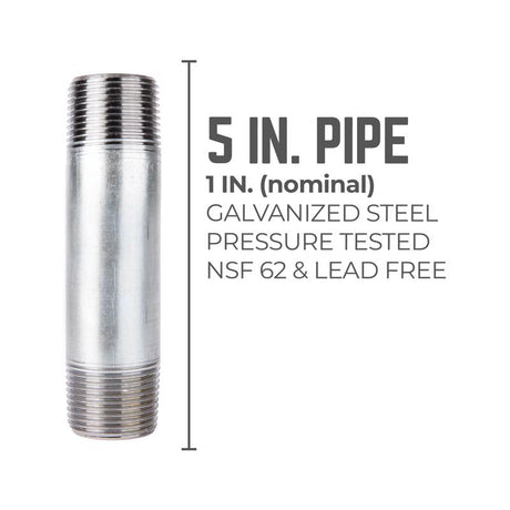 STZ Industries 1 in. MIP each X 1 in. D MIP Galvanized Steel 5 in. L Nipple, Pack of 5