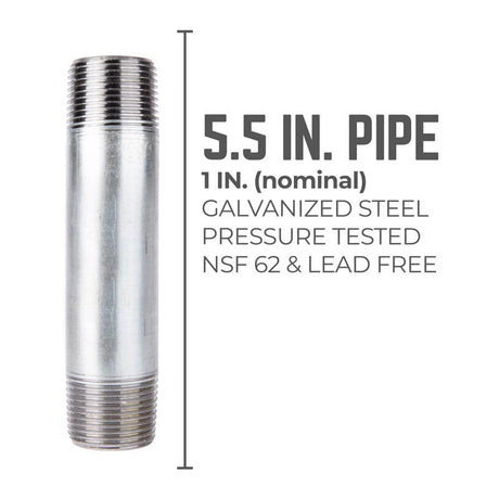 STZ Industries 1 in. MIP each X 1 in. D MIP Galvanized Steel 5-1/2 in. L Nipple, Pack of 5